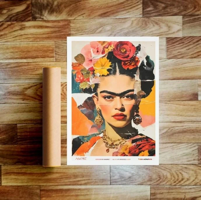 Poster with floral collage inspired by Frida Kahlo | A3 – photo 4